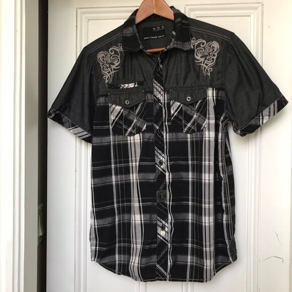 URBAN Vintage Y2K Skull Grunge Men's Small Button Up Shirt - Picture 2 of 8